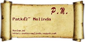 Patkó Melinda névjegykártya